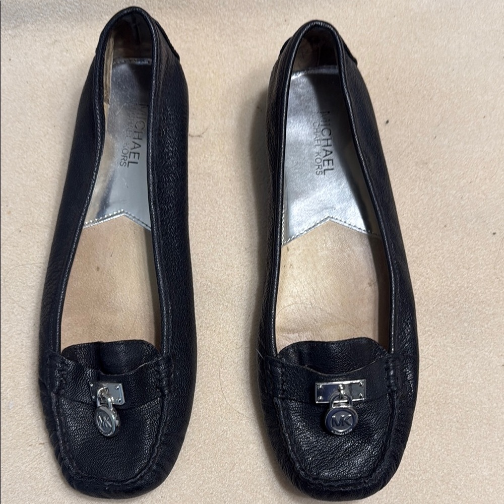 Michael Kors Black Leather Loafers for Women